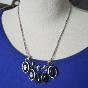 16" Silver Tone Oval Beaded Necklace Casual Women Fashion Design Simple Style